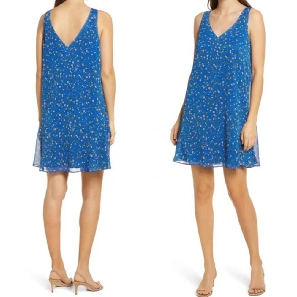 Charles Henry Dress Ditsy Floral Shift Flowy Spring Summer Boho Blue Size S